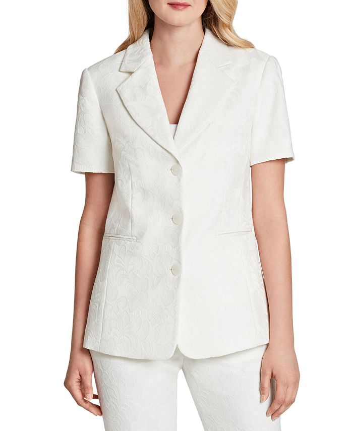 Women's short sales sleeve white blazer