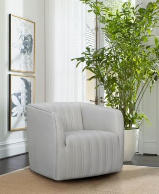 Aries Genuine Leather Swivel Barrel Chair