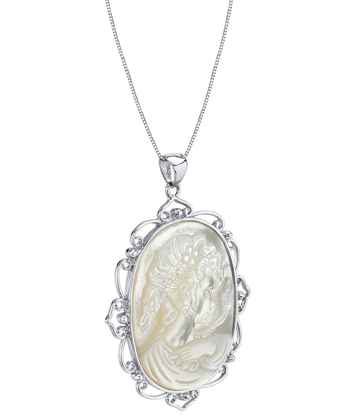 Macy's - Mother-Of-Pearl Cameo 18" Pendant Necklace in Sterling Silver