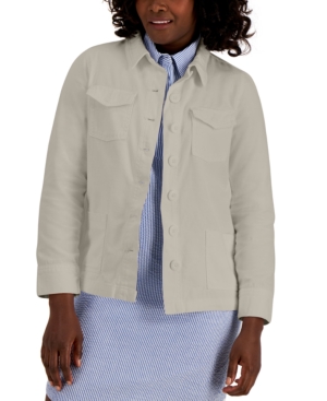 Karen Scott Solid Button-Front Twill Jacket Created for Macy's