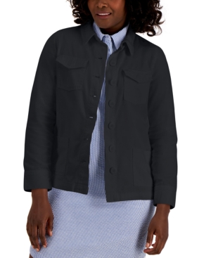 Karen Scott Petite Twill Button-Front Jacket Created for Macy's