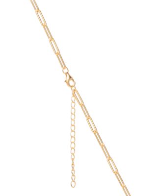 Handcuff Paperclip Link Pendant Necklace in 18k Gold-Plated Sterling Silver, 16" + 2" extender