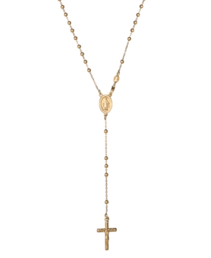Giani Bernini Cross Rosary 21-1/4" Lariat Necklace In 18k Gold-plated Sterling Silver, Created For Macy's In Gold Over Silver