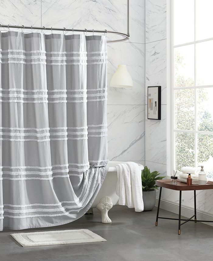 Dkny Chenille Stripe Shower Curtain 72, Grey And White Horizontal Stripe Shower Curtain