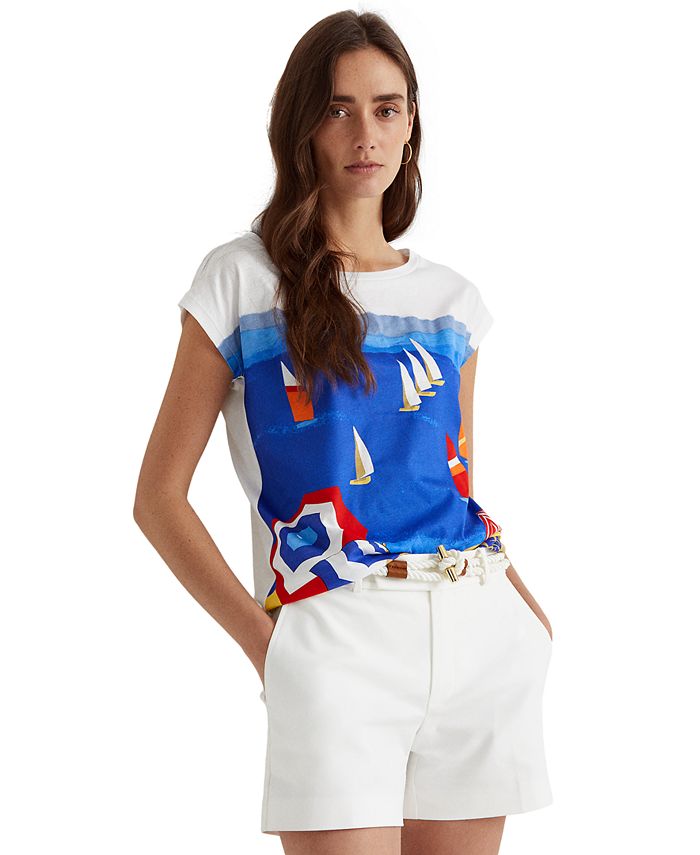 Lauren Ralph Lauren Petite Cotton-Blend T-Shirt & Reviews - Tops ...