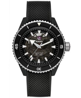 Rado - Men's Swiss Automatic Captain Cook Black Rubber Strap Watch 43mm