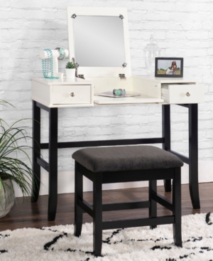 Shop Linon Home Decor Janice Vanity Set, 2 Pieces In Black And White With Black