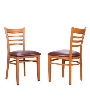 Shop Linon Home Decor Brainard Side Chair, Set Of 2 In Dark Honey With Burgundy