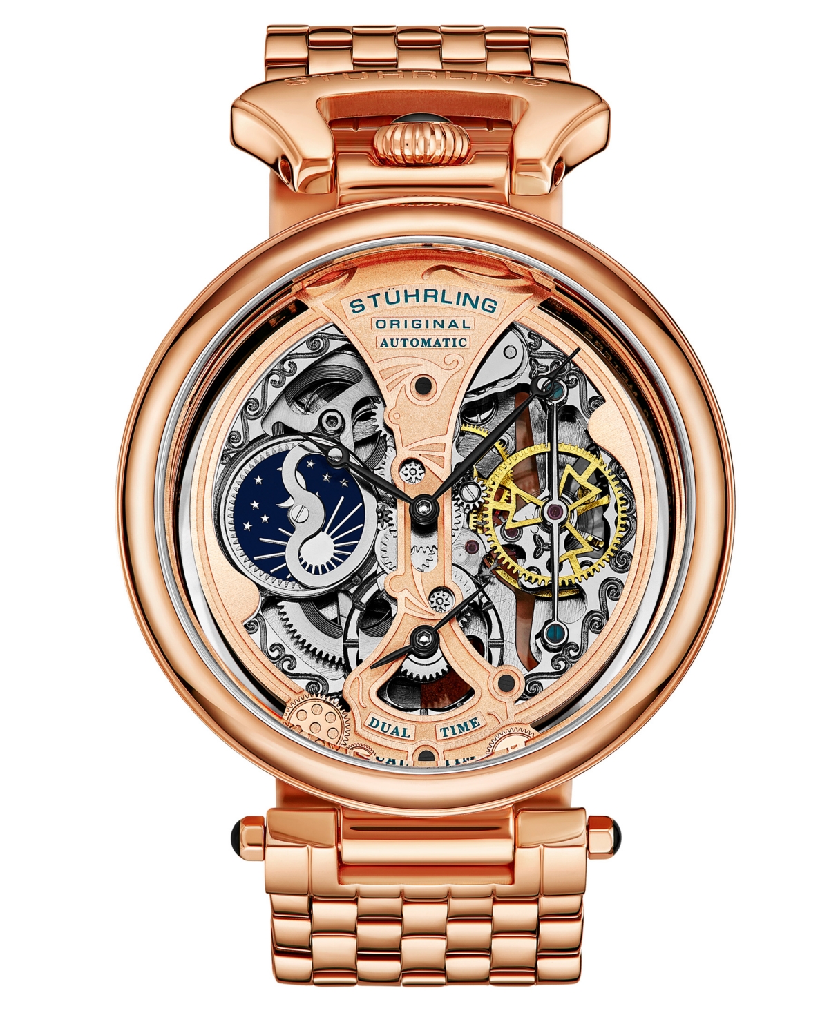 Men's Automatic Rose Gold-Tone Link Bracelet Watch 46mm - Pink