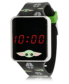 Star Wars Kid's Baby Yoda Touch Screen Black Silicone Strap LED Watch, 36mm x 33 mm