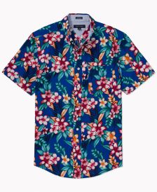 Men's Custom-Fit Hot Tropical Print Shirt with Magnetic Buttons