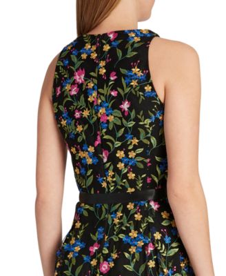 Tahari ASL Floral-Embroidered A-Line Dress  