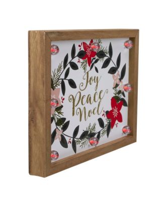 Framed Floral "Joy Peace Noel" Wooden Christmas Wall Plaque
