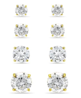 Cubic Zirconia Stud Set in 18k Gold over Sterling Silver