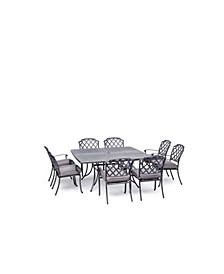 Vintage II Outdoor 9-Pc. Dining Set (64" X 64" Table & 8 Dining Chairs) With Outdura® Cushions, Created for Macy's