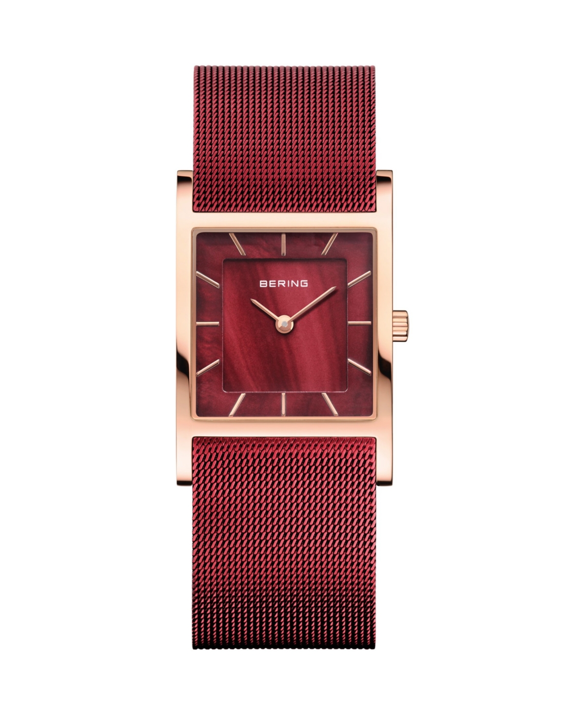 Bering Women's Classic Red Stainless Steel Mesh Strap Watch 26mm