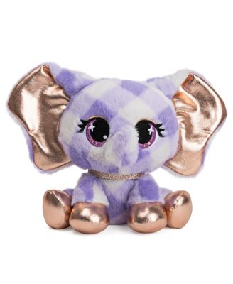 Gund P.Lushes Designer Fashion Pets Ella L'Phante Elephant Premium Stuffed Animal Stylish Soft Plush with Glitter Sparkle, For Ages 3 and Up, Blue and Gold, 6