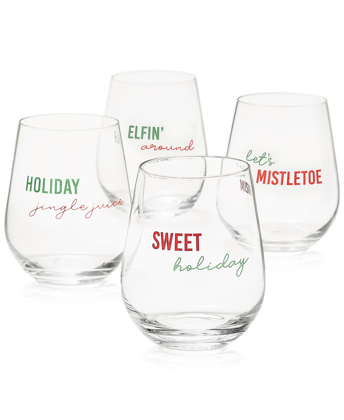 The Cellar Holiday Stemless Wine Glasses, Set Of 4, Created For Macy's