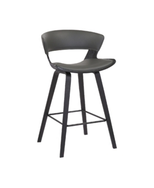 Armen Living Jagger Modern Wood And Faux Leather Counter Height Bar Stool In Gray