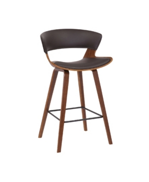 Shop Armen Living Jagger Modern Wood And Faux Leather Counter Height Bar Stool In Brown