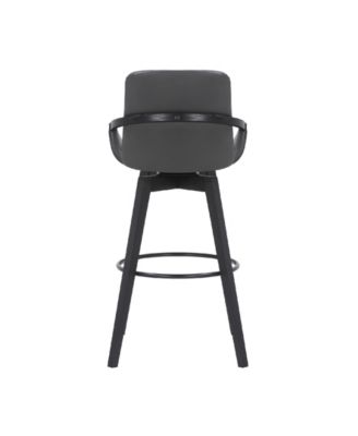 Baylor Swivel Wood Bar or Counter Stool in Faux Leather