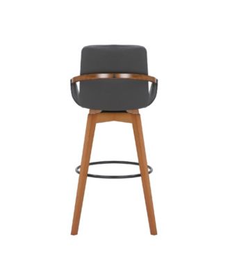 Baylor Swivel Wood Bar or Counter Stool in Faux Leather