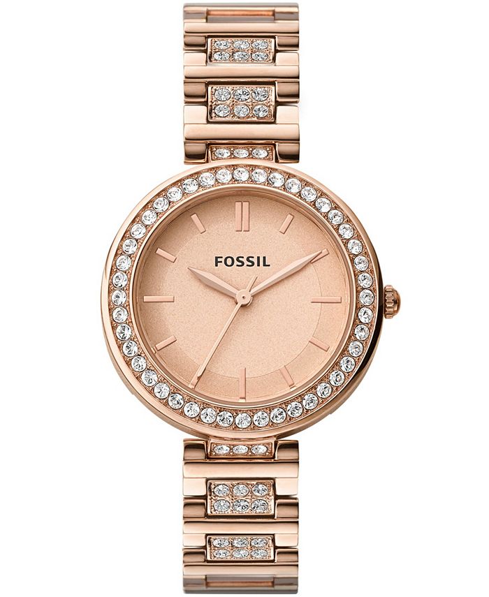 Fossil Women's Watch Ring Two-Hand Rose Gold-Tone Stainless Steel