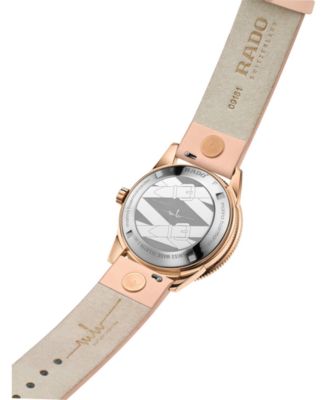 Women's Swiss Automatic Captain Cook Diamond (1/20 ct. t.w.) Pink Leather Wrap Strap Watch 37mm