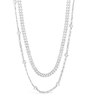 Shop Sterling Forever Women's Layered Beaded Silver Plated Chain Necklace In Silver-tone
