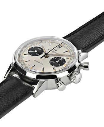 Hamilton Men's Swiss Intra-Matic Chronograph H Black Leather Strap ...