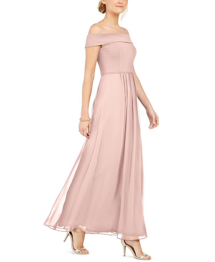 Adrianna Papell Off-The-Shoulder Chiffon Gown & Reviews - Dresses ...