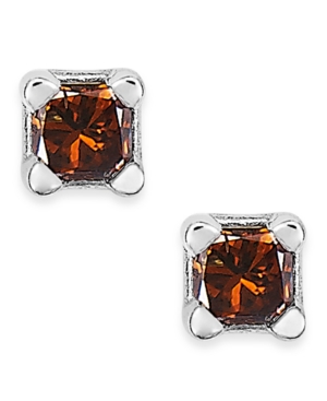 image of 10k White Gold Red Diamond Stud Earrings (1/10 ct. t.w.)