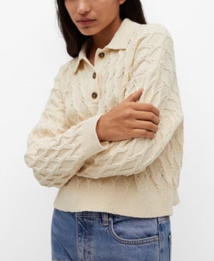 Mango Braided Knit Polo Shirt