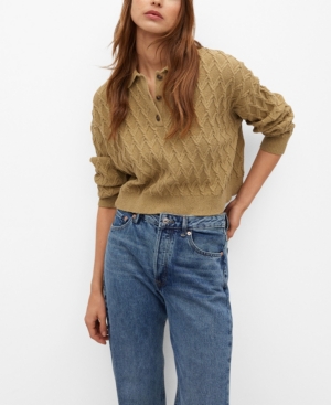 Mango Braided Knit Polo Shirt