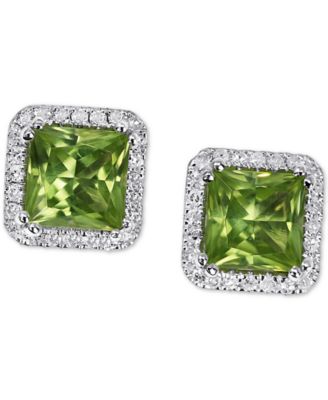 square peridot earrings