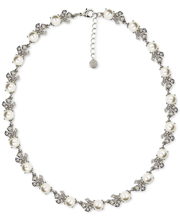 Charter Club SilverTone Pavé & Imitation Pearl Collar Necklace, 17