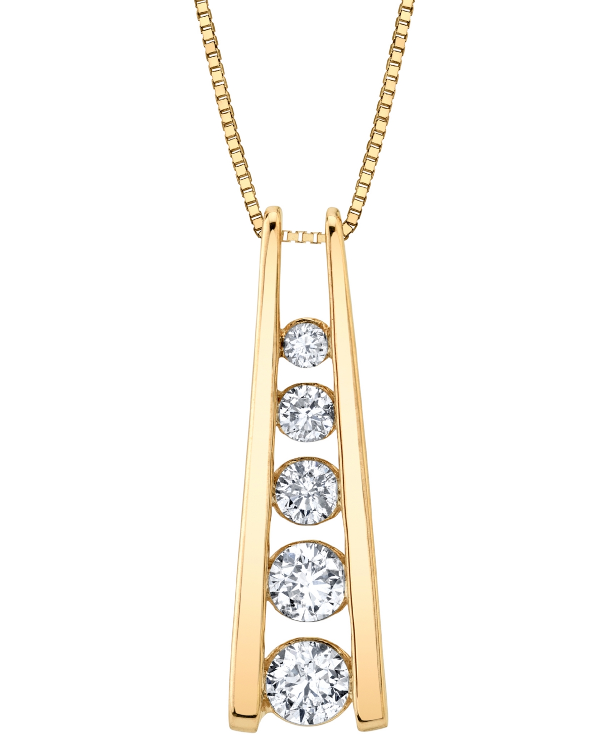Diamond Graduated Ladder 18" Pendant Necklace (1/2 ct. t.w.) in 14k Gold - Yellow Gold