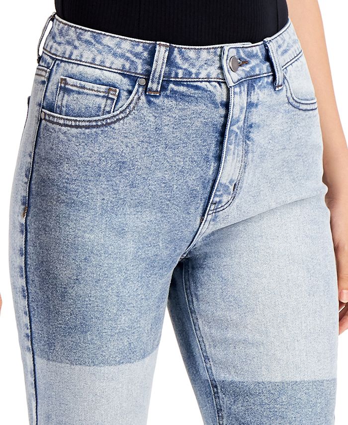 Tinseltown Juniors' Patchwork Mom Jeans Macy's