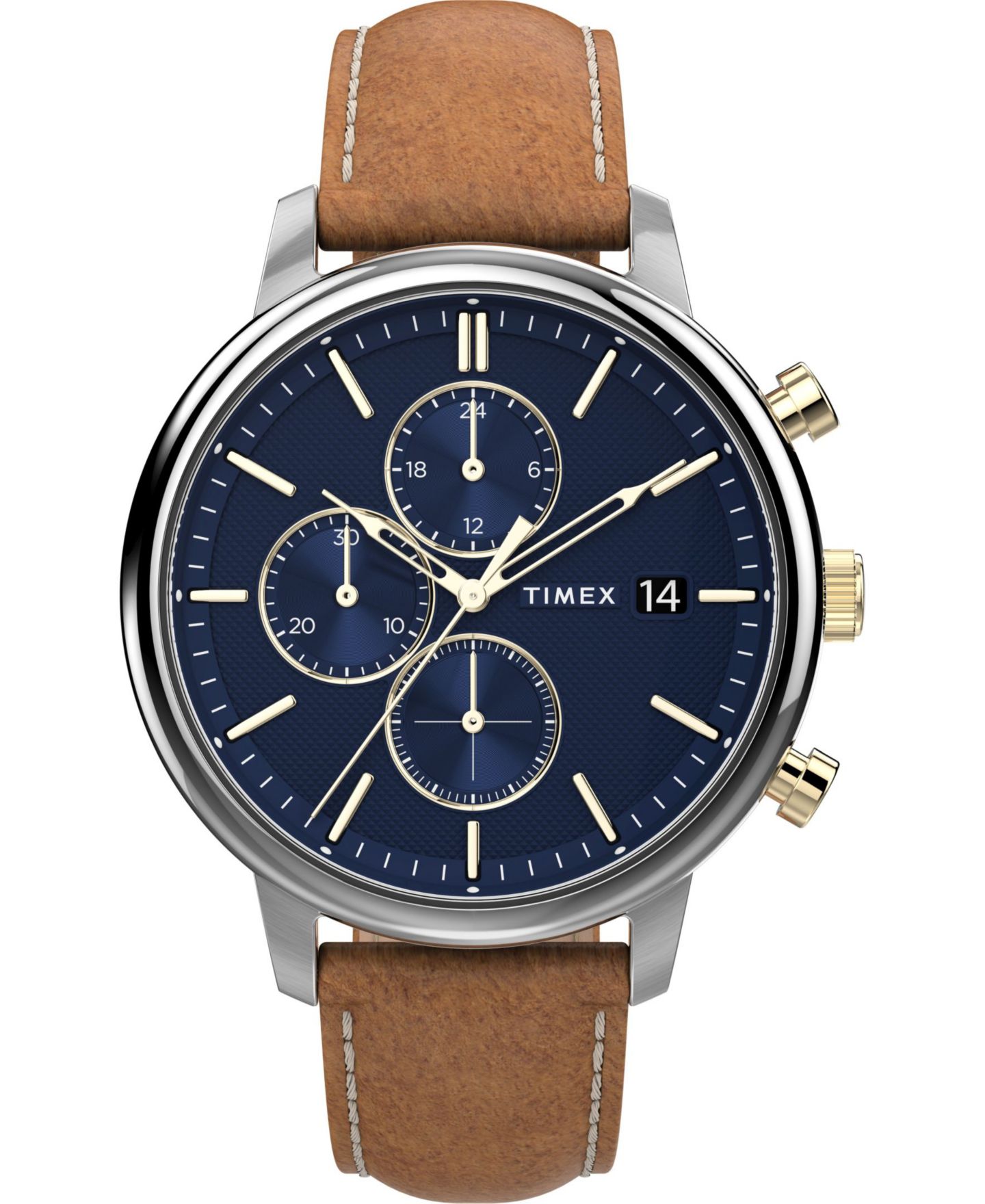 Мужские часы Timex Chicago Tan Leather Strap Watch 45mm — фото 1
