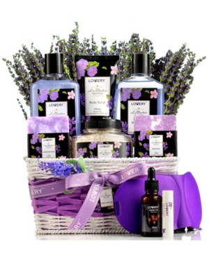 Lovery Lavender Lilac Bath Body Self Care Package Gift Basket, 12 Piece