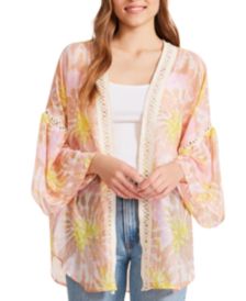 Crochet-Trim Tie-Dyed Kimono