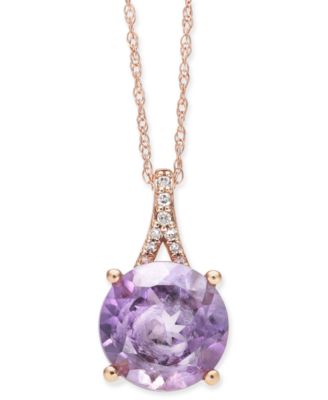 Pink Amethyst (2-1/2 ct. t.w.) and Diamond Accent 18" Pendant Necklace in 14k Rose Gold
