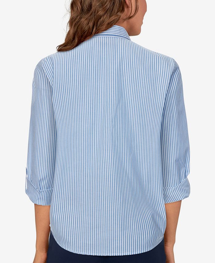 Alfred Dunner Plus Size Bryce Canyon Striped Embroidered Top - Macy's