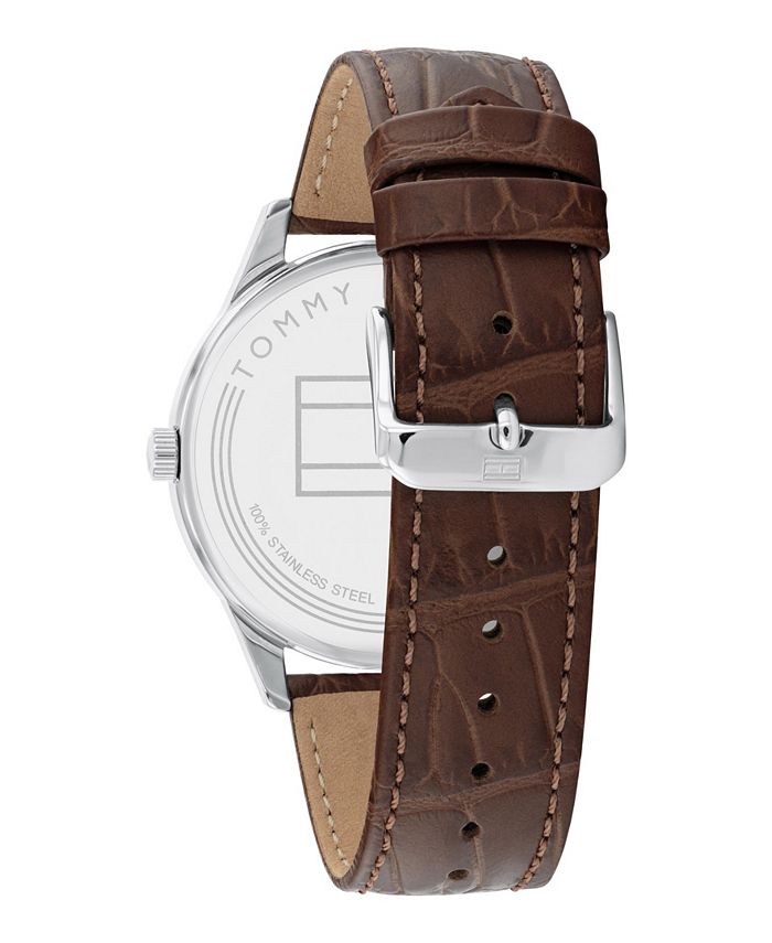 Tommy Hilfiger Men's Brown Leather Strap Watch 44mm Macy's