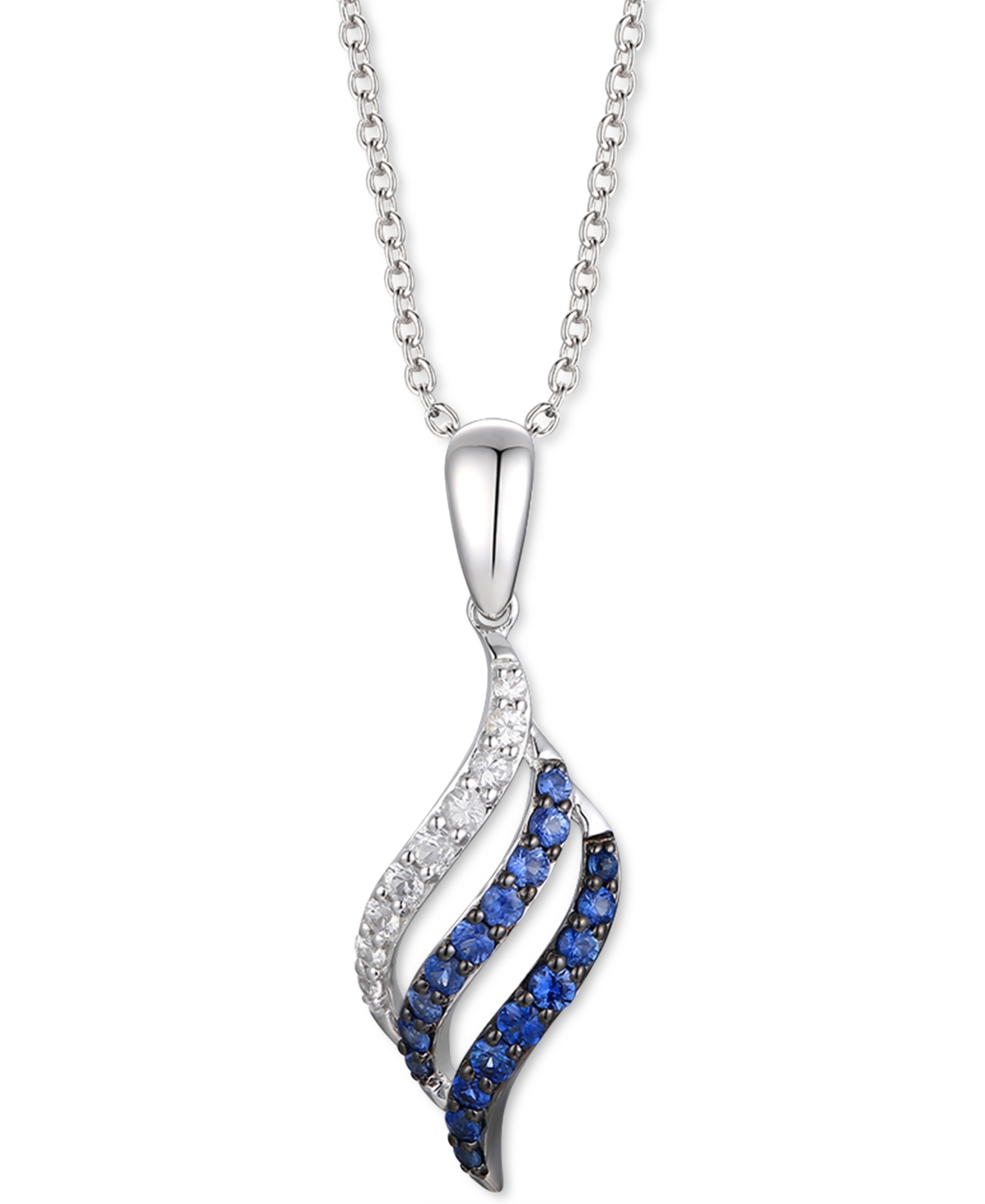 Le Vian Denim Ombre Sapphire (1/3 Ct. T.w.) & White Sapphire (1/6 Ct. T.w.) Swirl 18" Pendant Necklace In 14 In Blue
