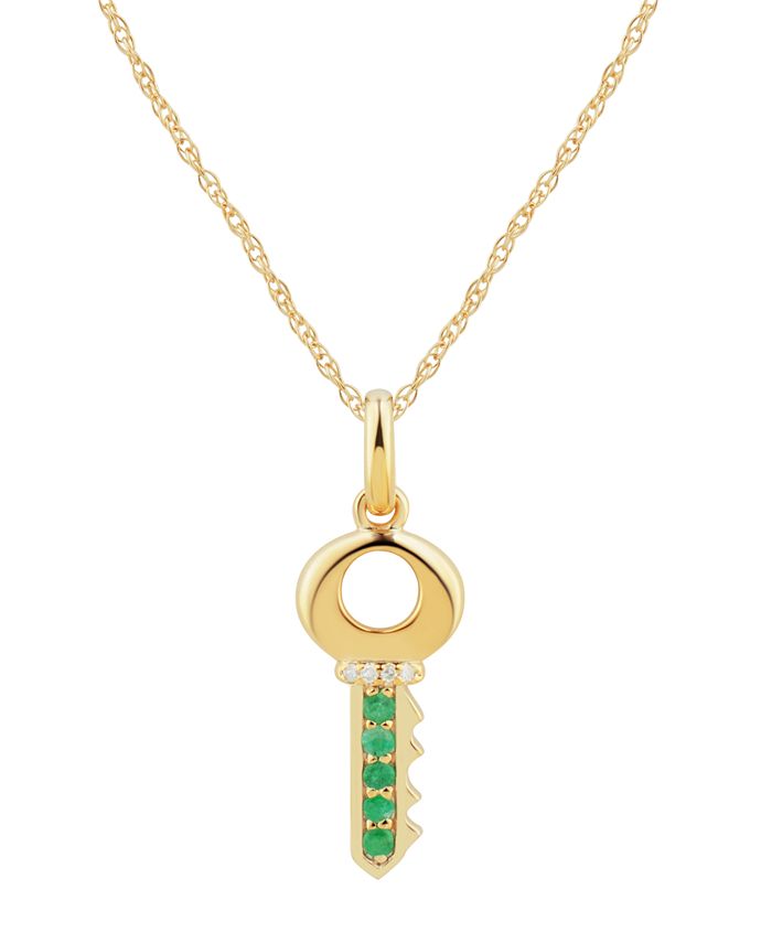 Macy s Lab Created Emerald 1 10 ct. t.w. Diamond Accent Key 18