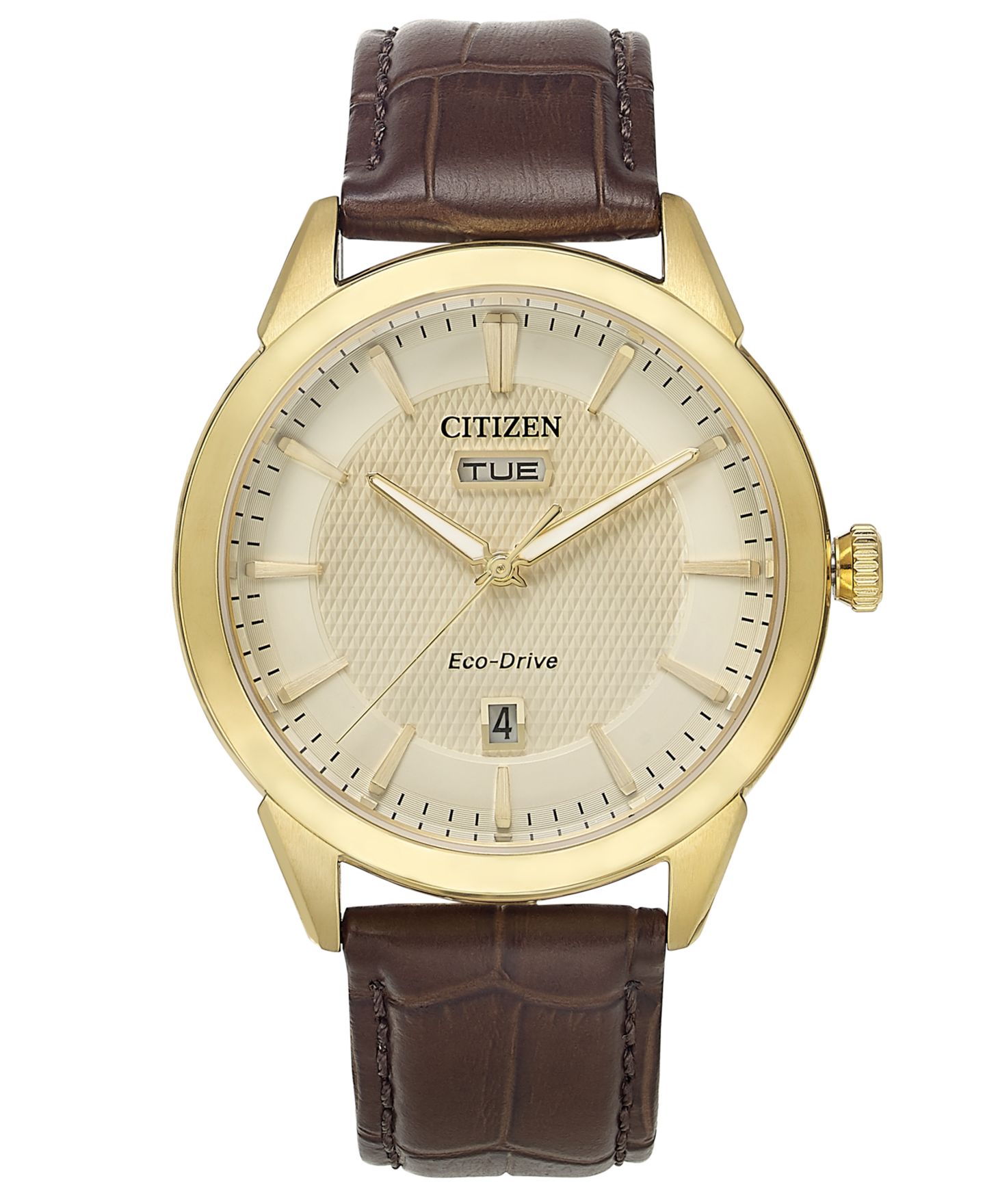 Мужские часы Citizen Eco-Drive Corso Brown Leather Strap Watch 40mm — фото 4