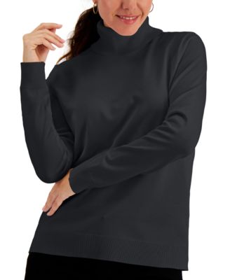 Karen Scott Black Mock Neck Sweater 