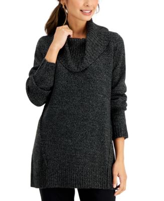 Karen Scott Cotton Seam-Detail Cowlneck Sweater, Created for Macy's ...