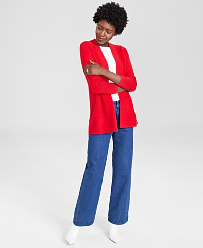 Karen Scott Petite Zip-Front Cardigan Sweater, Created for Macy's - Macy's